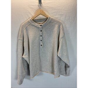 Free People Movement Play On Sweat‎ Henley sweat Shirt Cropped Oversized Gray SM